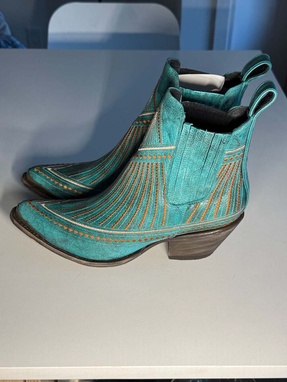 Old Gringo Quincy Turquoise Leather Western Ankle Boots Booties